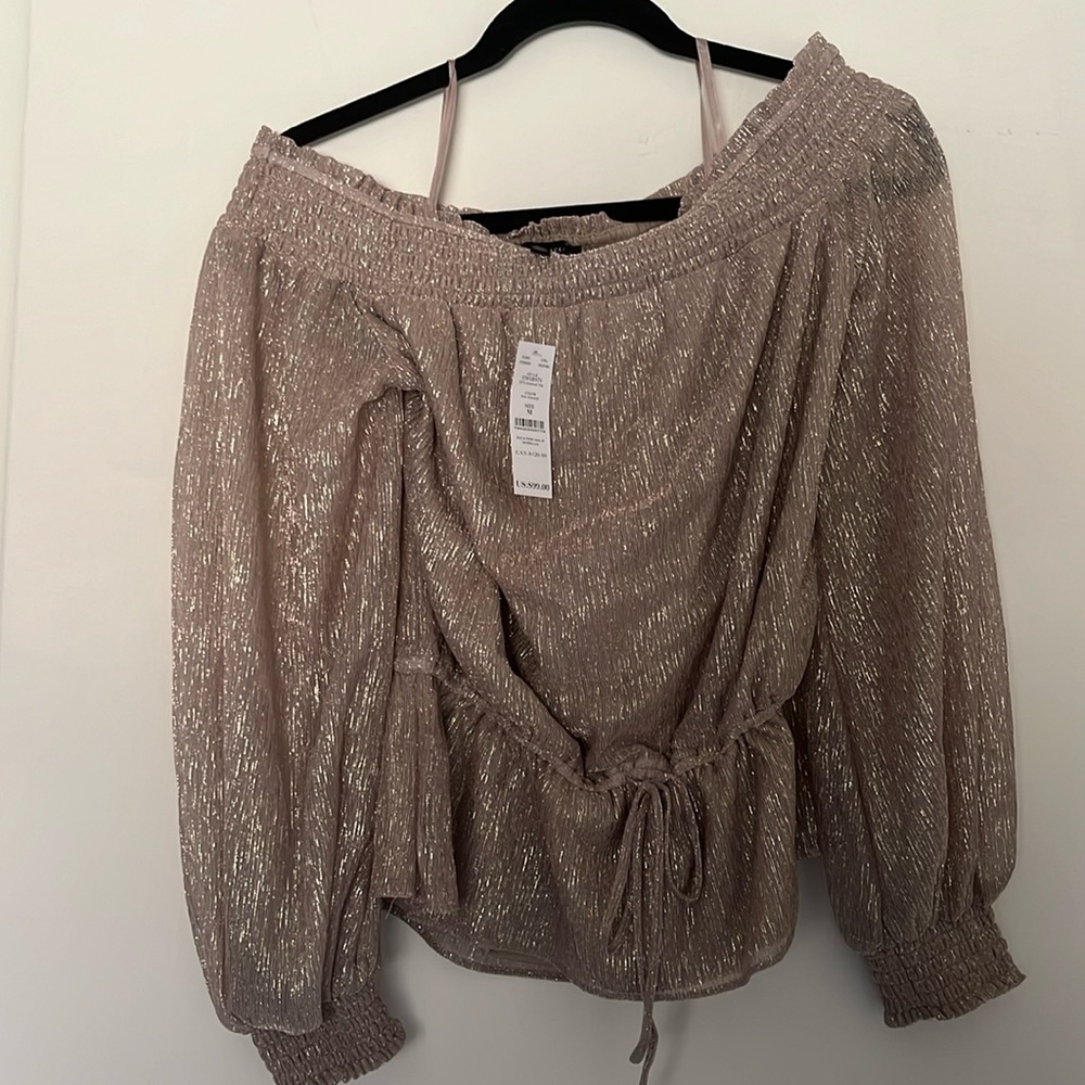 White House Black Market Smocked Off the Shoulder Top
